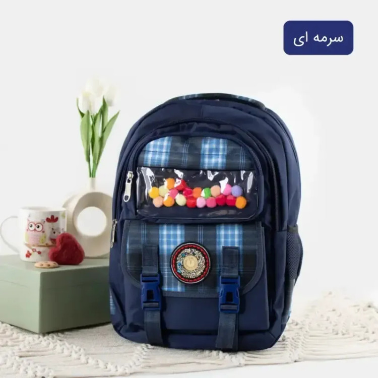 کوله پشتی مدرسه و دانشگاه پارچه ای با بند بلند و 6 جیب بیرونی ابعاد 40 در 30 در 15 سانتیمتر