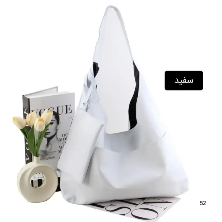 کیف زنانه چرم مصنوعی روزمره و دانشگاهی سه جیب بیرونی