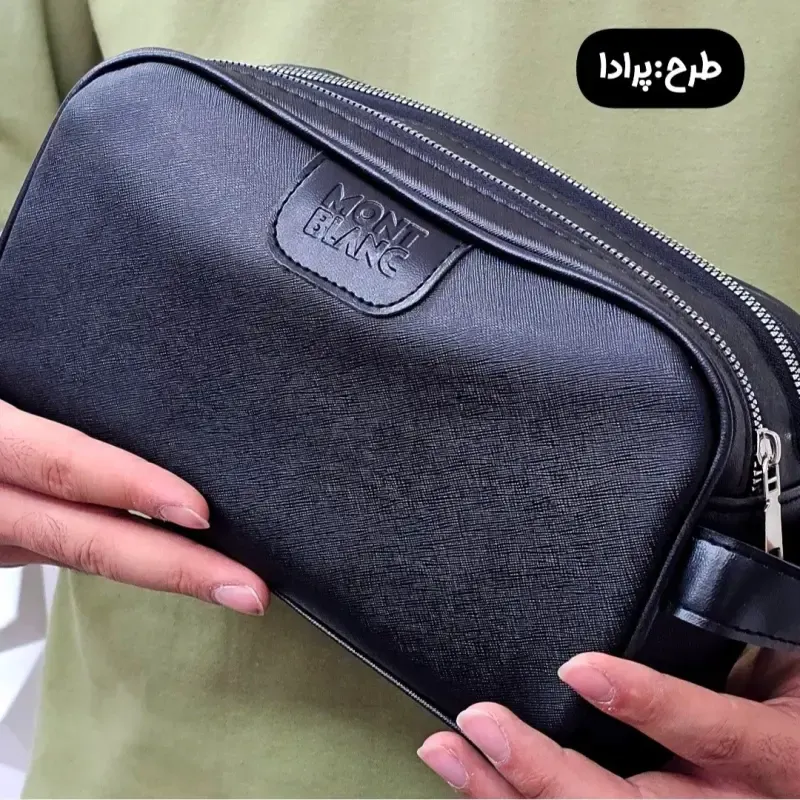 کیف دستی مردانه اسپرت طرحدار چرم صنعتی دو خانه بند دستی