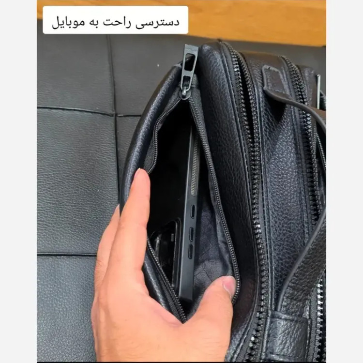 کیف دستی مردانه مونت بلانک چرم دوحالته چهار زیپ مدل دبل فیس