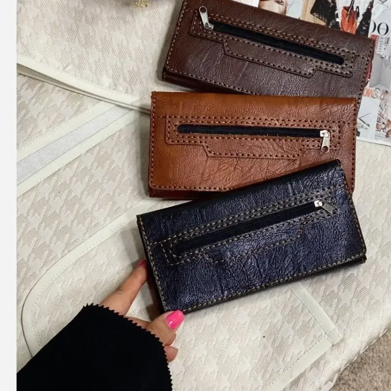 کیف پول و موبایل چرم سه لت مدل عطارد دست دوز با چرم خارجی درجه یک