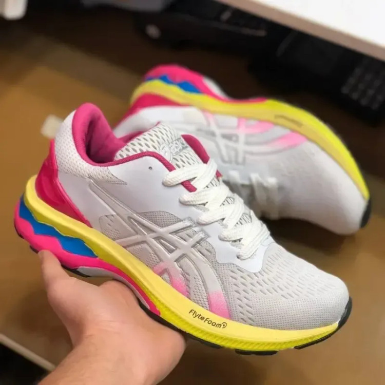 کفش اسیکس Gel Nimbus مردانه سفید صورتی زرد اسپرت تنفسی پیادهروی روزمره
