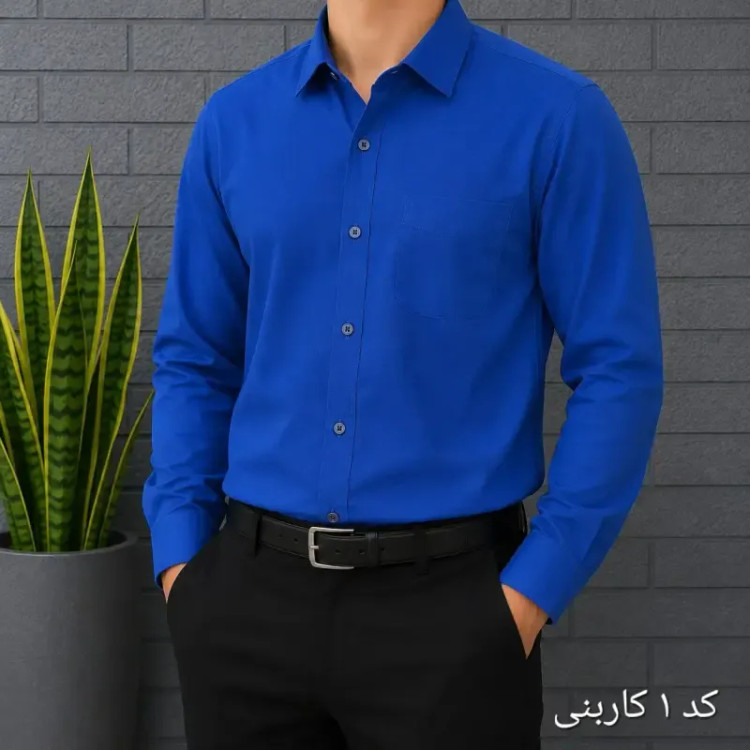 پیراهن آستین بلند مردانه بنگال کشی قواره اندامی رنگ ثابت