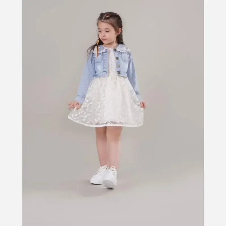 ست کت و سارافون دخترانه مجلسی آستردار مناسب 1.5 تا 7 سال