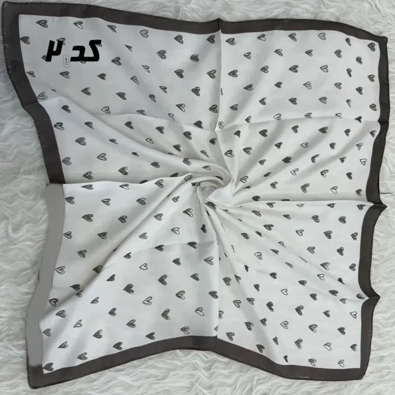 مینی اسکارف قهوهای نخ طرحبندی 65×65 سانتیمتر بدون آبرفت و رنگ رفت