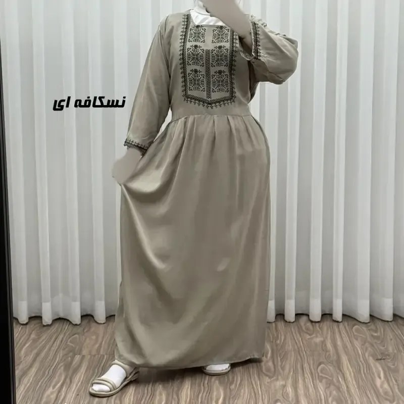 پیراهن ساحلی نخی زنانه مدل ساره 2 کد 1756 فری سایز با کمربند
