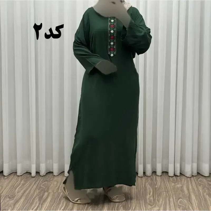 پیراهن کفتان کراش گلدوزی فری سایز زنانه تا سایز 52 شیک و راحت چهارفصل
