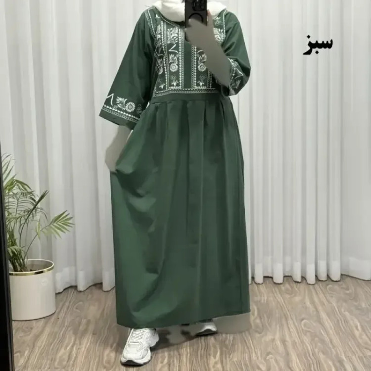 پیراهن لینن زامفورس فری سایز زنانه تا سایز 48 چهارفصل شیک و راحت بدون آبرفت و رنگ رفت کمربنددار