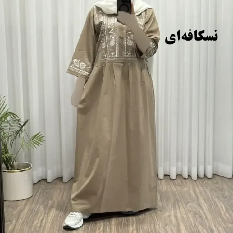 پیراهن لینن زامفورس فری سایز زنانه تا سایز 48 چهارفصل شیک و راحت بدون آبرفت و رنگ رفت کمربنددار