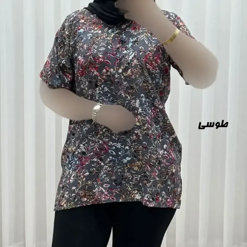 تیشرت نخی زنانه مدل پاپیا فری سایز مناسب تا سایز 50