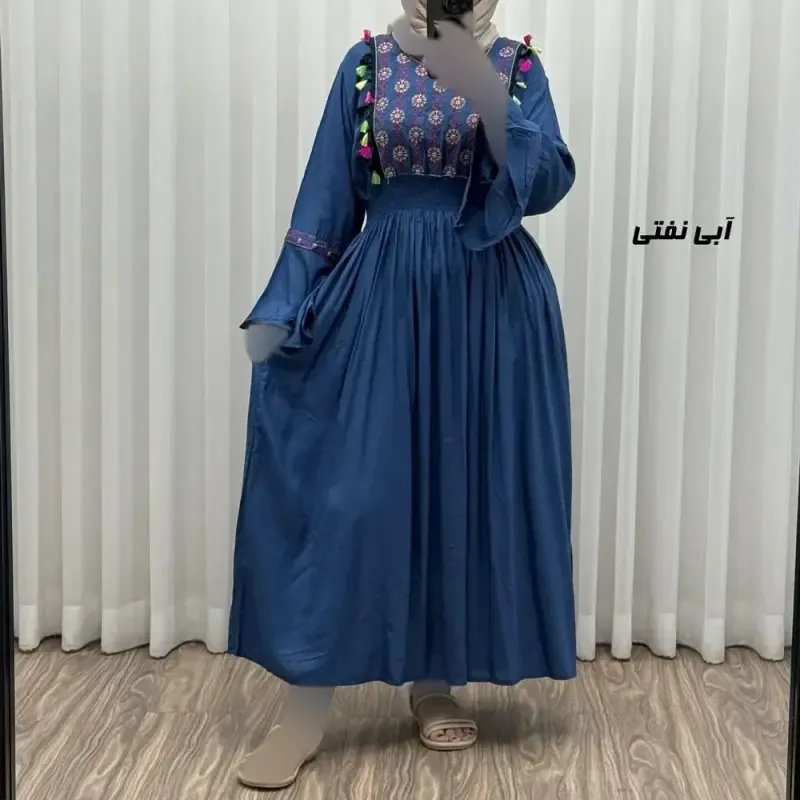 پیراهن نخی گلدوزی زنانه و دخترانه مدل جانان فری سایز مناسب تا 48