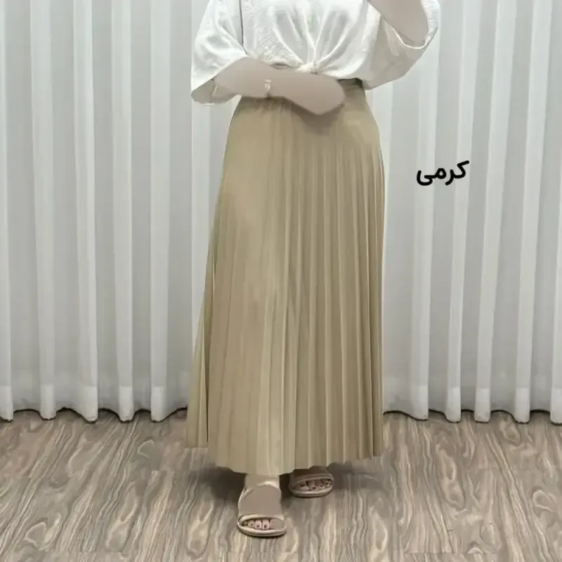 دامن پلیسه زنانه جودون گرم بالا فری سایز (36 تا 46) بدون آستر 6 رنگ