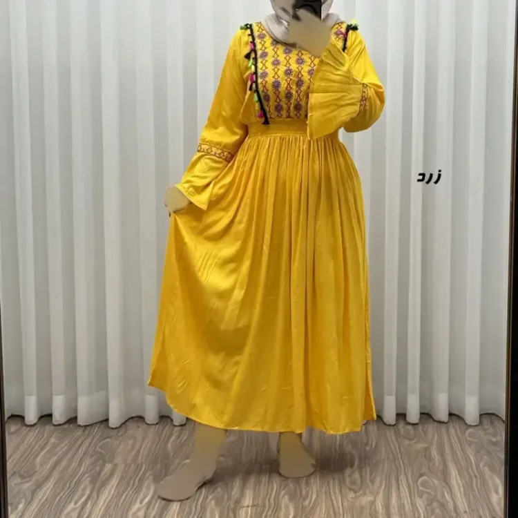 پیراهن نخی گلدوزی زنانه و دخترانه مدل جانان فری سایز مناسب تا 48