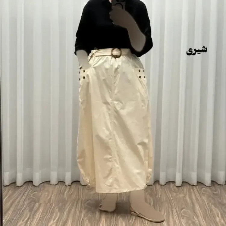دامن کتان زنانه فری سایز شیک و راحت کد 1301 مناسب تا سایز 48 چهارفصل