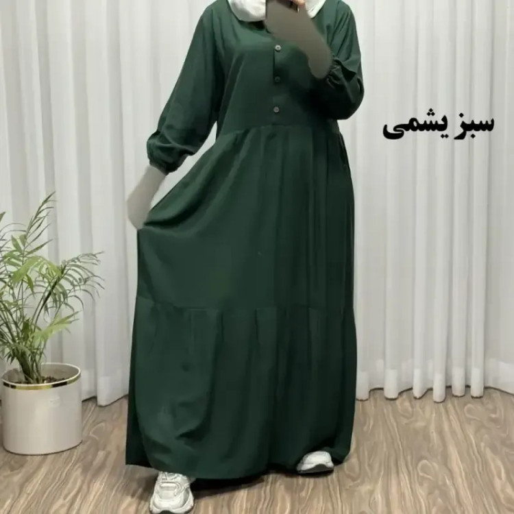 پیراهن ساحلی جلو دکمه نخی شسته شده فری سایز تا 46 بدون آبرفت و رنگ رفت کمربند دار تن خور شیک