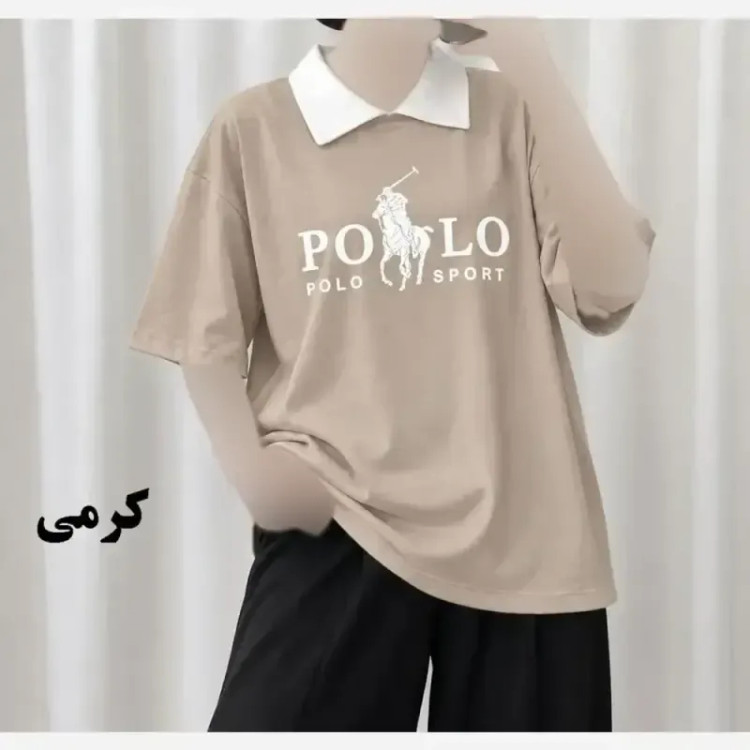 تیشرت باکسی پولوشرت زنانه نخ پنبه فری سایز
