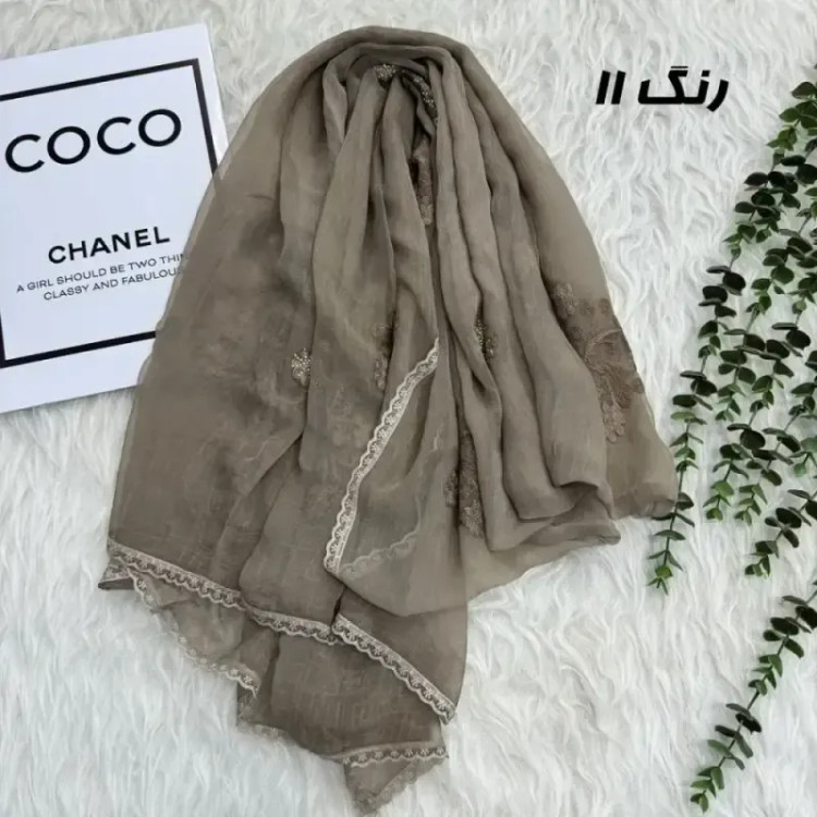 شال وارداتی مجلسی نگینی حریر دانتل