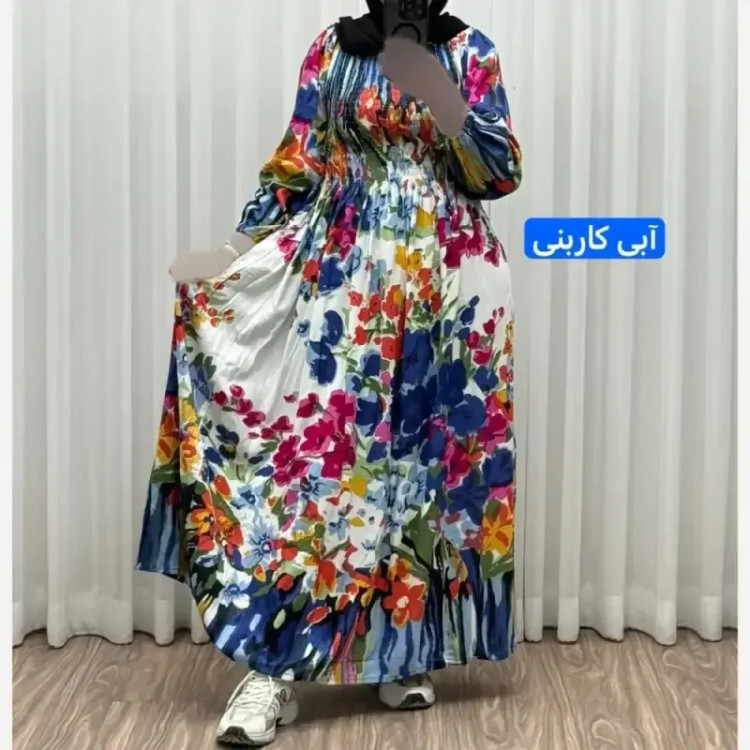 پیراهن ساحلی آبرنگی کریشه فری سایز زنانه آستین بلند تا سایز 54 مناسب چهارفصل شیک و راحت بدون بدن نما