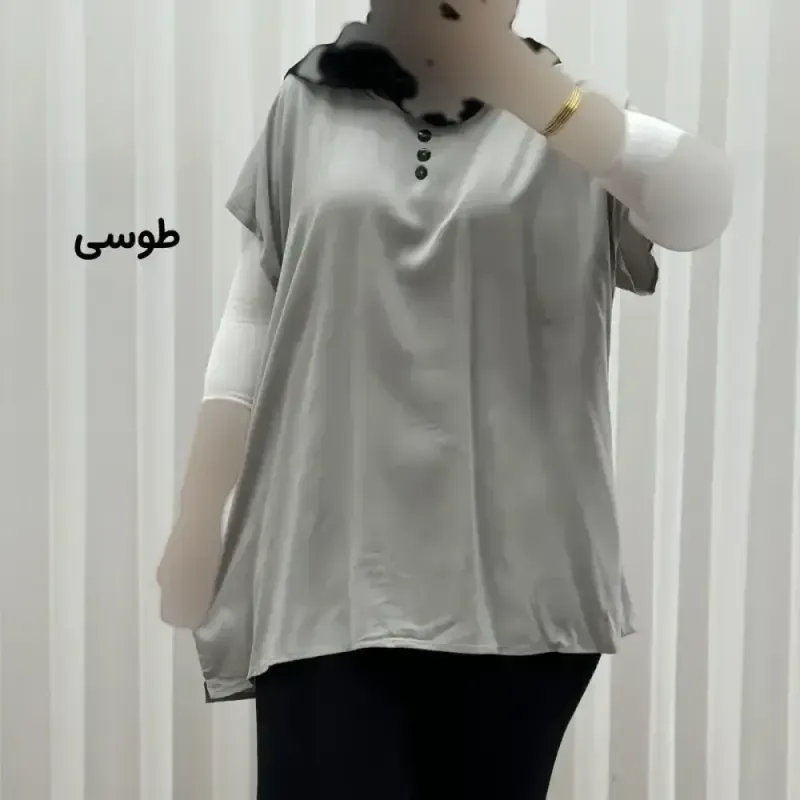 تاپ زنانه نخی ساده سایز بزرگ فری سایز مناسب تا سایز 54