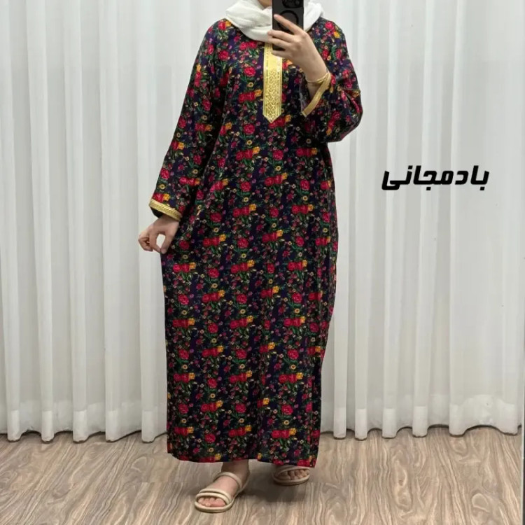 پیراهن ساحلی زنانه ترکمنستان طلاکوب گل ریز فری سایز تا 54 جنس نخی چهارفصل شیک