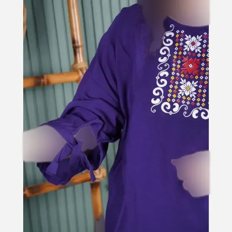 ست بلوز و شلوار نخی زنانه مدل سنتی فری سایز مناسب تا 48
