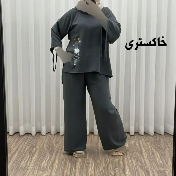 ست بلوز شلوار بادکنکی فری سایز تا 52 ابر و باد چهارفصل شیک و راحت بدون آبرفت و رنگ رفتگی