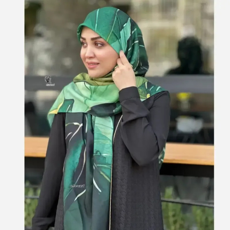 روسری نخ کاستوم طرح ضحا سایز 140 سبز