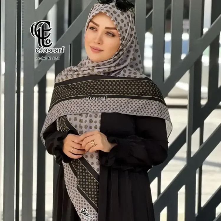 روسری نخ کاستوم طرح خال خال اکلیلی قواره بزرگ 140 سانتیمتر